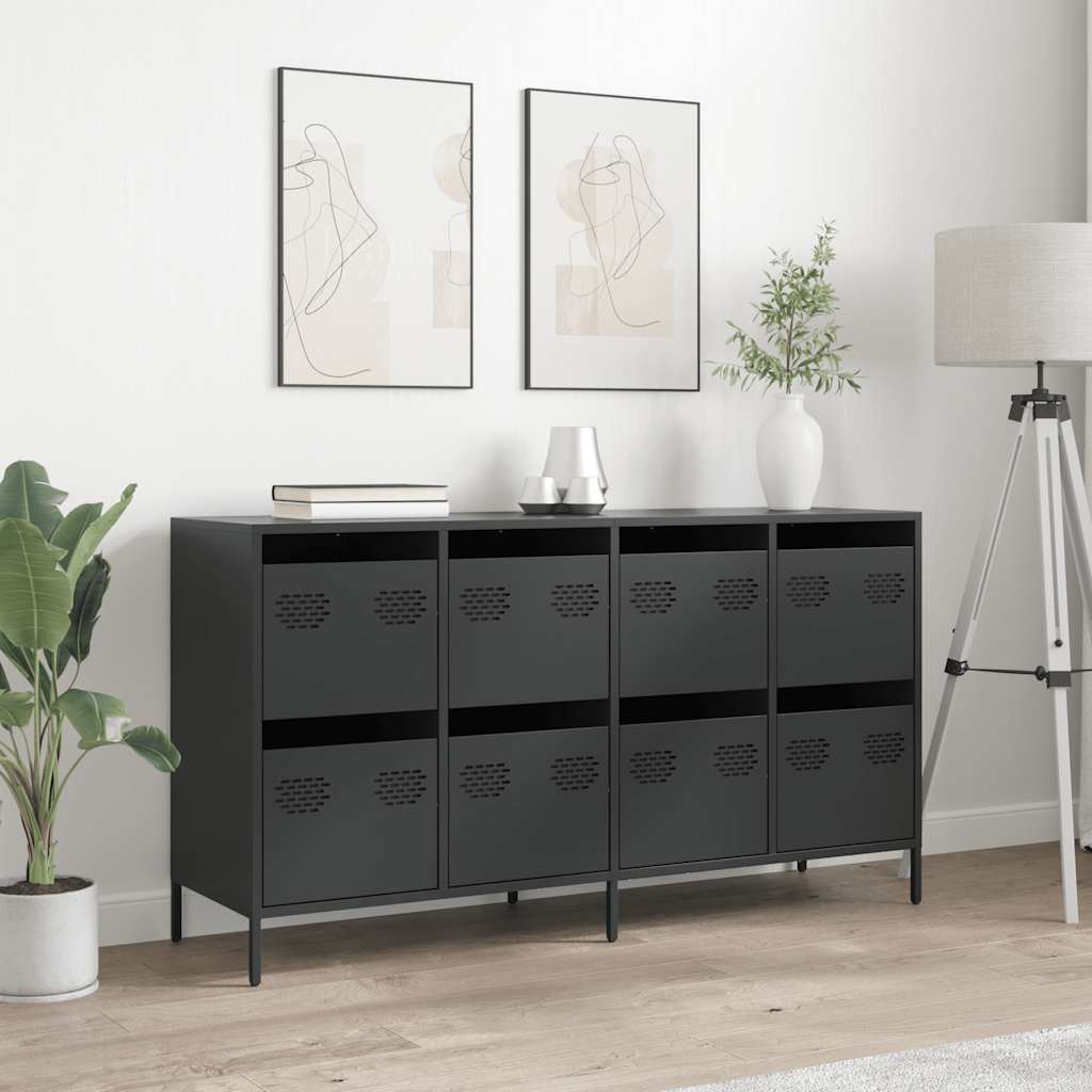 vidaXL Sideboard Schwarz 135x39x73,5 cm Kaltgewalzter Stahl