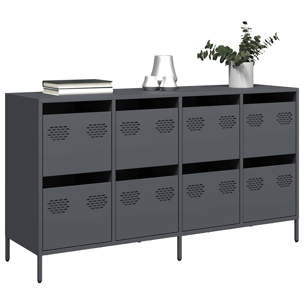 vidaXL Sideboard Schwarz 135x39x73,5 cm Kaltgewalzter Stahl