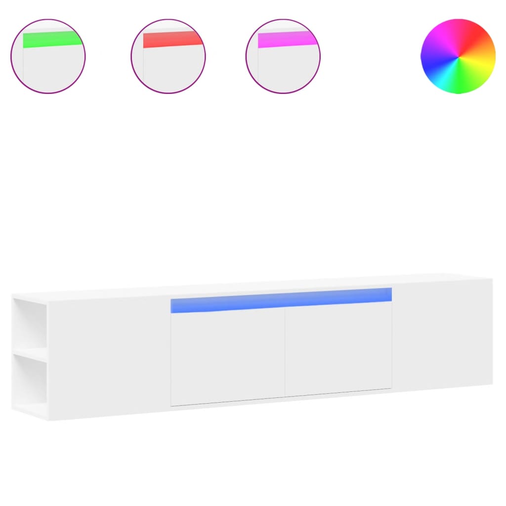 vidaXL TV-Wandschrank mit LED-Beleuchtung Weiß 180x31x39,5 cm