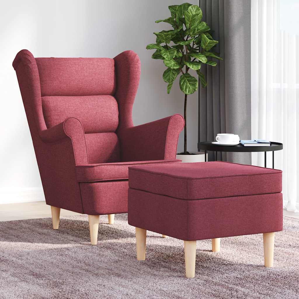 vidaXL Sessel mit Fußhocker Hellgrau Stoff