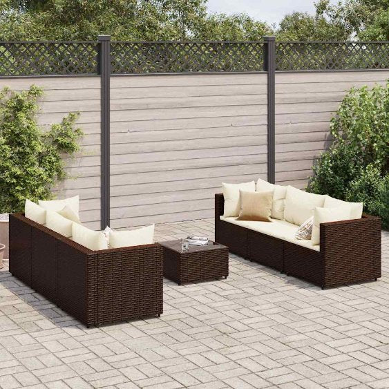6-tlg. Garten-Lounge-Set mit Kissen Schwarz Poly Rattan