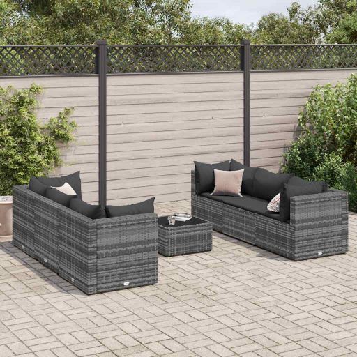 6-tlg. Garten-Lounge-Set mit Kissen Schwarz Poly Rattan