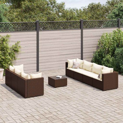 6-tlg. Garten-Lounge-Set mit Kissen Schwarz Poly Rattan
