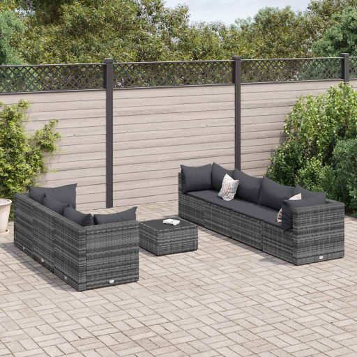 6-tlg. Garten-Lounge-Set mit Kissen Schwarz Poly Rattan