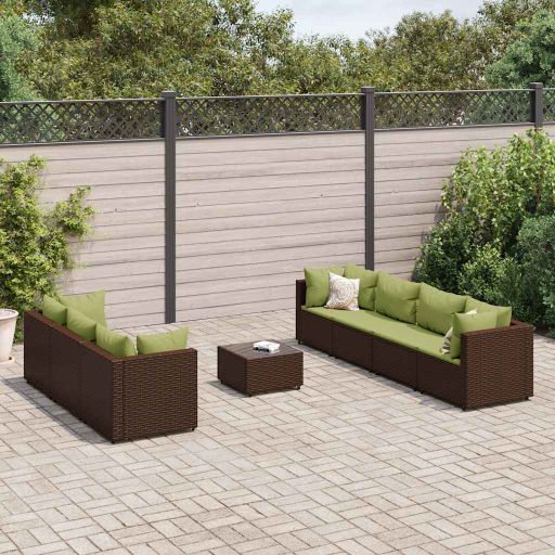 6-tlg. Garten-Lounge-Set mit Kissen Schwarz Poly Rattan