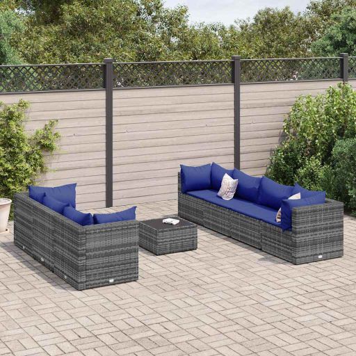 6-tlg. Garten-Lounge-Set mit Kissen Schwarz Poly Rattan