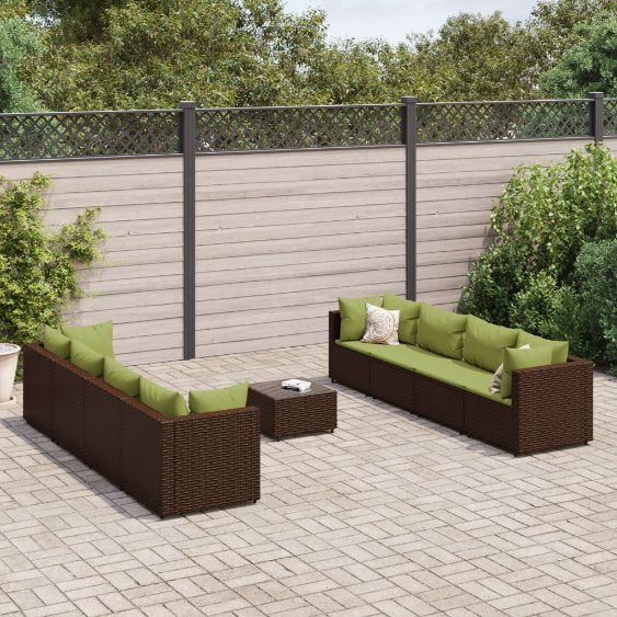 6-tlg. Garten-Lounge-Set mit Kissen Schwarz Poly Rattan