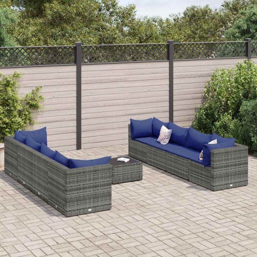 6-tlg. Garten-Lounge-Set mit Kissen Schwarz Poly Rattan