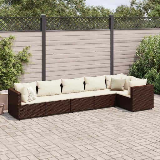 4-tlg. Garten-Lounge-Set mit Kissen Schwarz Poly Rattan