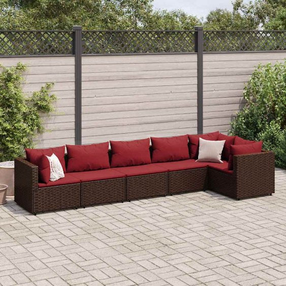 4-tlg. Garten-Lounge-Set mit Kissen Schwarz Poly Rattan