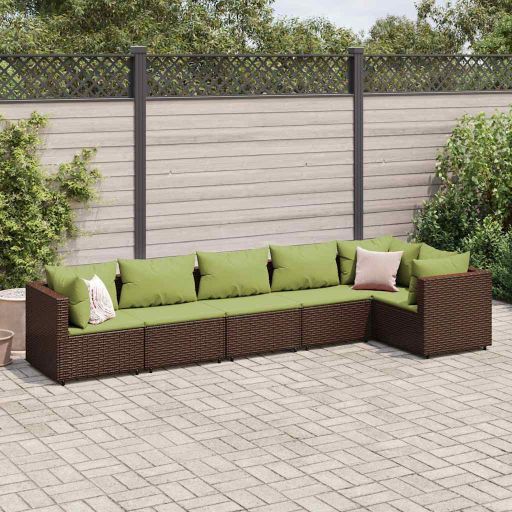 4-tlg. Garten-Lounge-Set mit Kissen Schwarz Poly Rattan