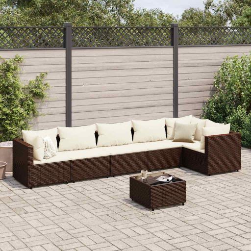 4-tlg. Garten-Lounge-Set mit Kissen Schwarz Poly Rattan