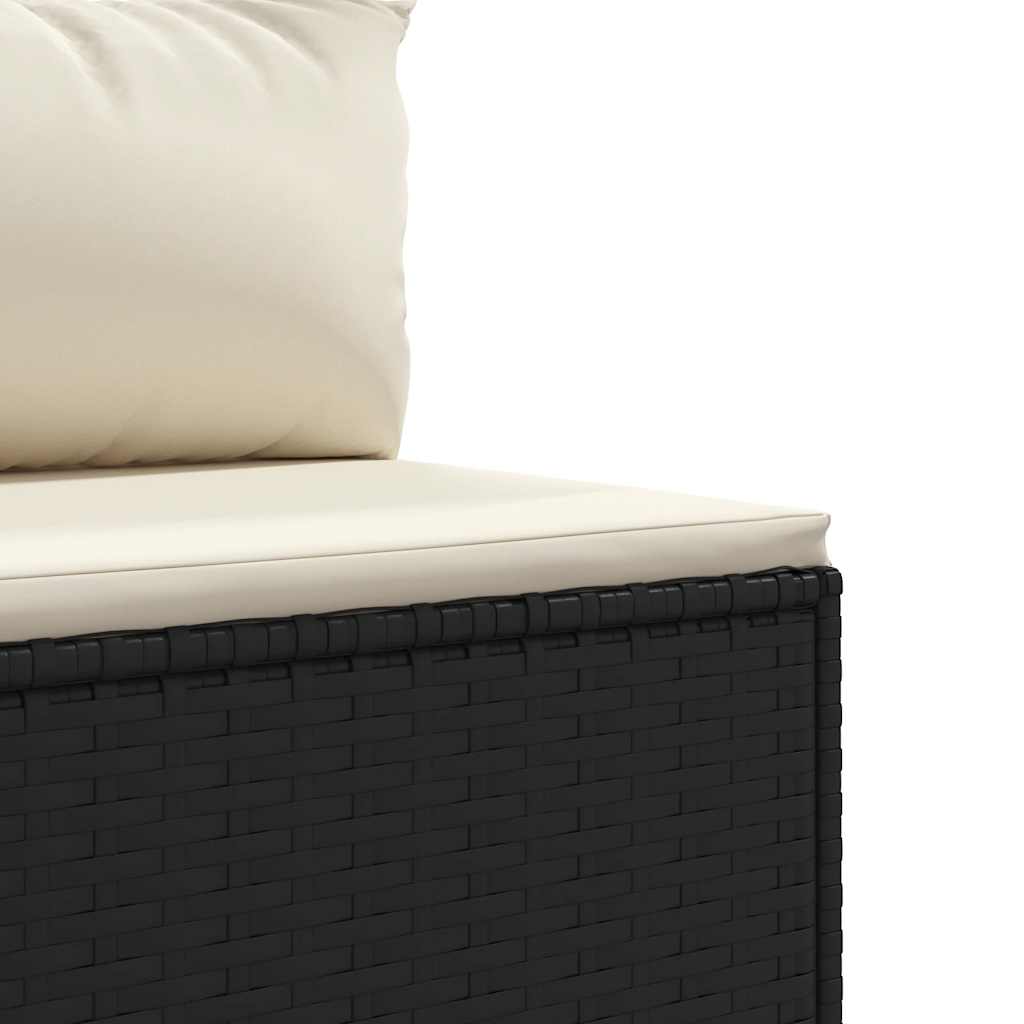 5-tlg. Garten-Lounge-Set mit Kissen Schwarz Poly Rattan