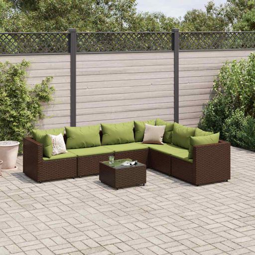 5-tlg. Garten-Lounge-Set mit Kissen Schwarz Poly Rattan