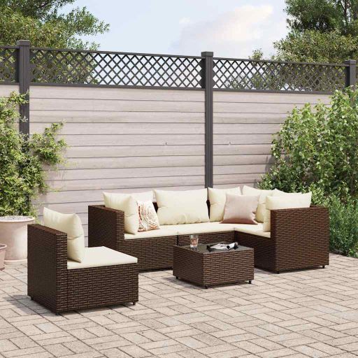 5-tlg. Garten-Lounge-Set mit Kissen Schwarz Poly Rattan