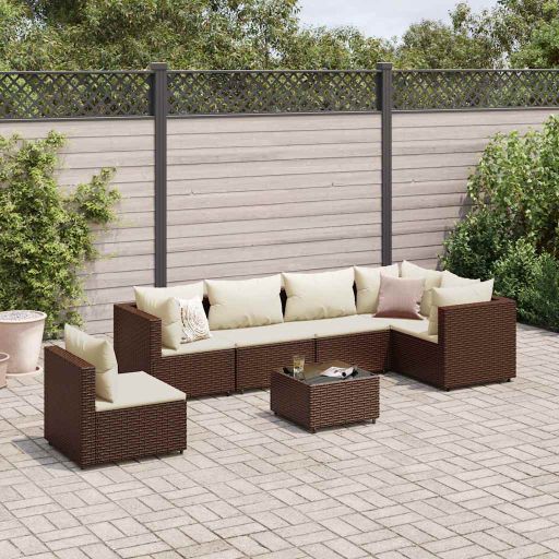 5-tlg. Garten-Lounge-Set mit Kissen Schwarz Poly Rattan