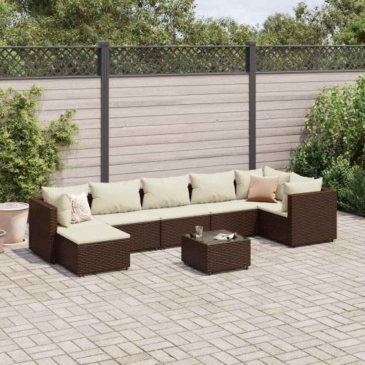 6-tlg. Garten-Lounge-Set mit Kissen Schwarz Poly Rattan
