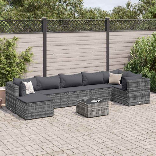 6-tlg. Garten-Lounge-Set mit Kissen Schwarz Poly Rattan