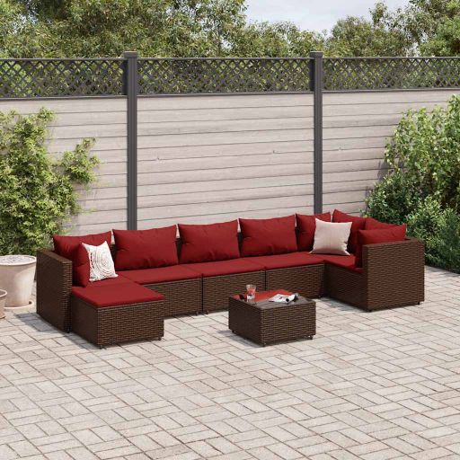 6-tlg. Garten-Lounge-Set mit Kissen Schwarz Poly Rattan
