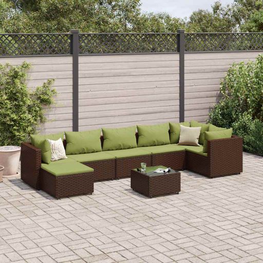6-tlg. Garten-Lounge-Set mit Kissen Schwarz Poly Rattan
