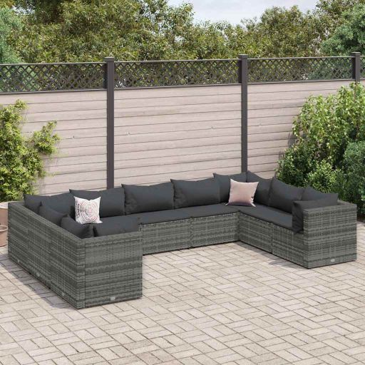 6-tlg. Garten-Lounge-Set mit Kissen Schwarz Poly Rattan