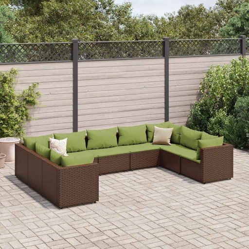 6-tlg. Garten-Lounge-Set mit Kissen Schwarz Poly Rattan