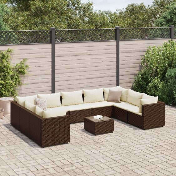 6-tlg. Garten-Lounge-Set mit Kissen Schwarz Poly Rattan