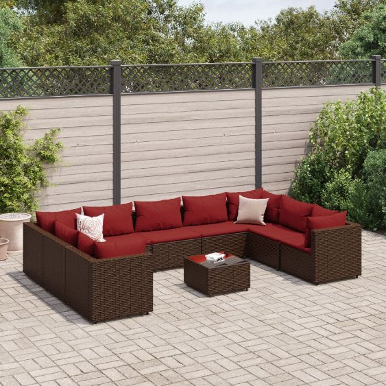 6-tlg. Garten-Lounge-Set mit Kissen Schwarz Poly Rattan