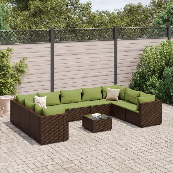 6-tlg. Garten-Lounge-Set mit Kissen Schwarz Poly Rattan