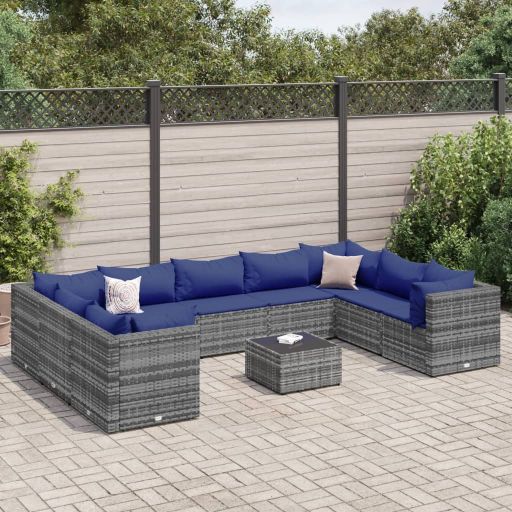 6-tlg. Garten-Lounge-Set mit Kissen Schwarz Poly Rattan