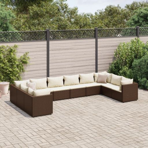 6-tlg. Garten-Lounge-Set mit Kissen Schwarz Poly Rattan