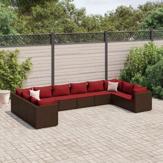 6-tlg. Garten-Lounge-Set mit Kissen Schwarz Poly Rattan