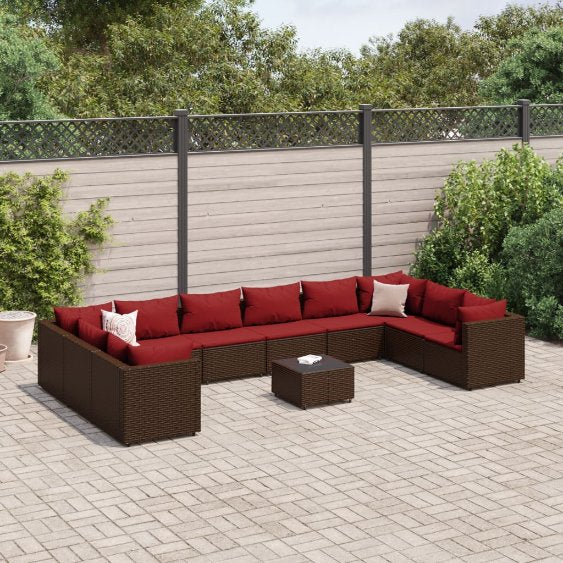 6-tlg. Garten-Lounge-Set mit Kissen Schwarz Poly Rattan