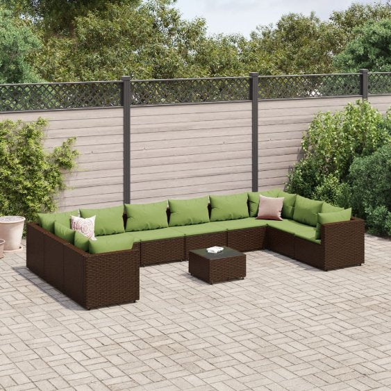 6-tlg. Garten-Lounge-Set mit Kissen Schwarz Poly Rattan