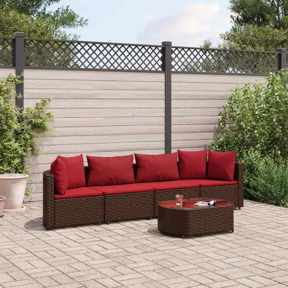 4-tlg. Garten-Sofagarnitur mit Kissen Schwarz Poly Rattan
