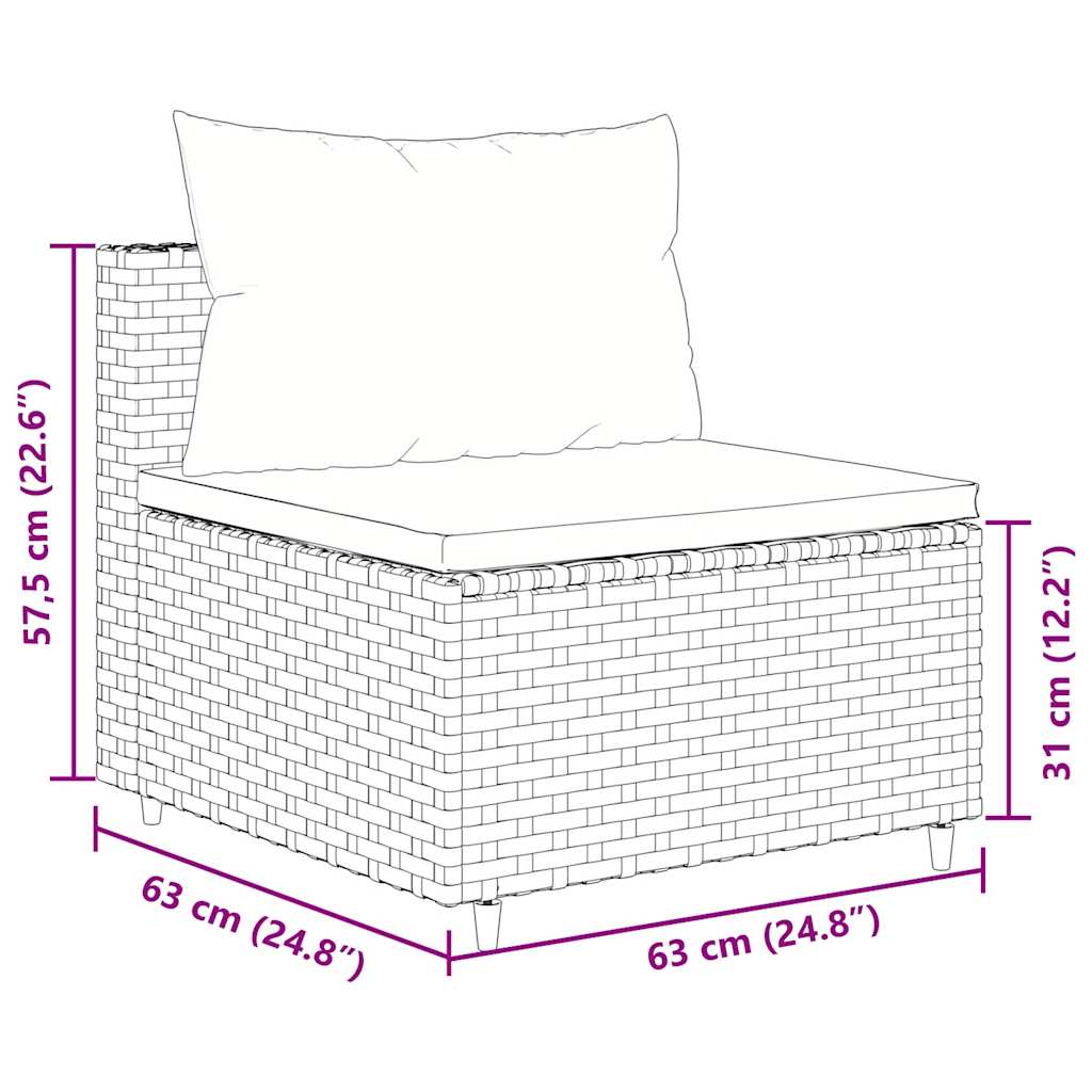 7-tlg. Garten-Sofagarnitur mit Kissen Schwarz Poly Rattan