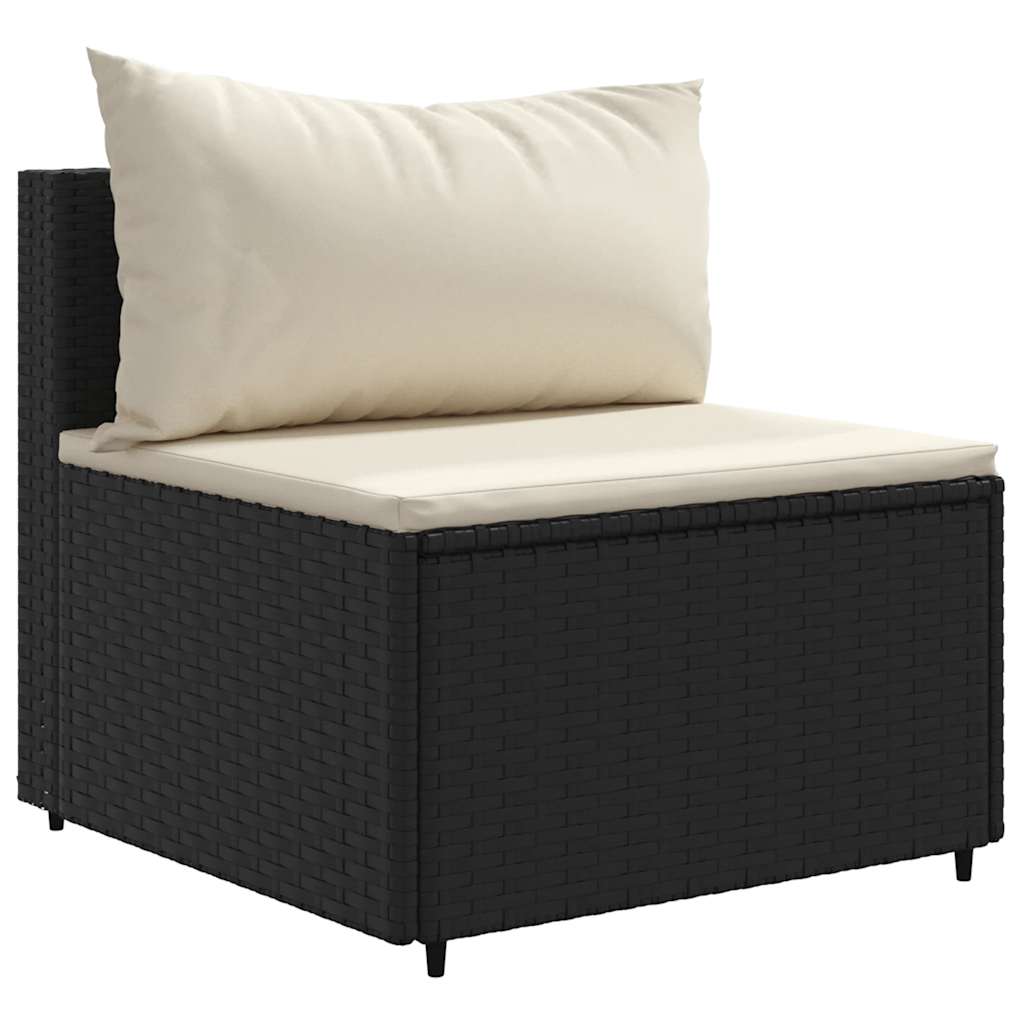 7-tlg. Garten-Sofagarnitur mit Kissen Schwarz Poly Rattan