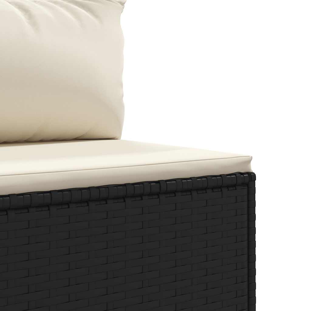 7-tlg. Garten-Sofagarnitur mit Kissen Schwarz Poly Rattan