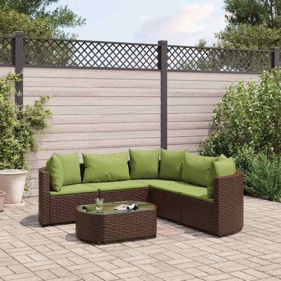 7-tlg. Garten-Sofagarnitur mit Kissen Schwarz Poly Rattan