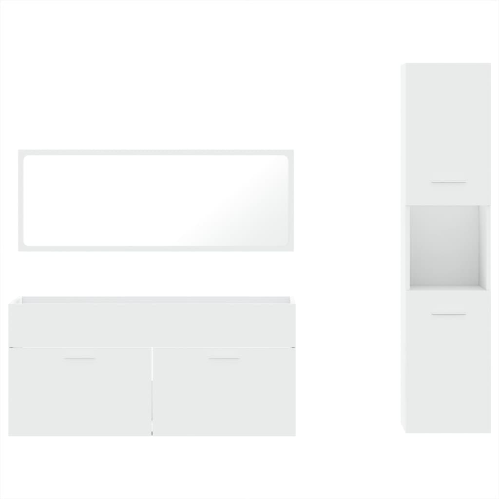 vidaXL 3-tlg. Badmöbel-Set Weiß Holzwerkstoff
