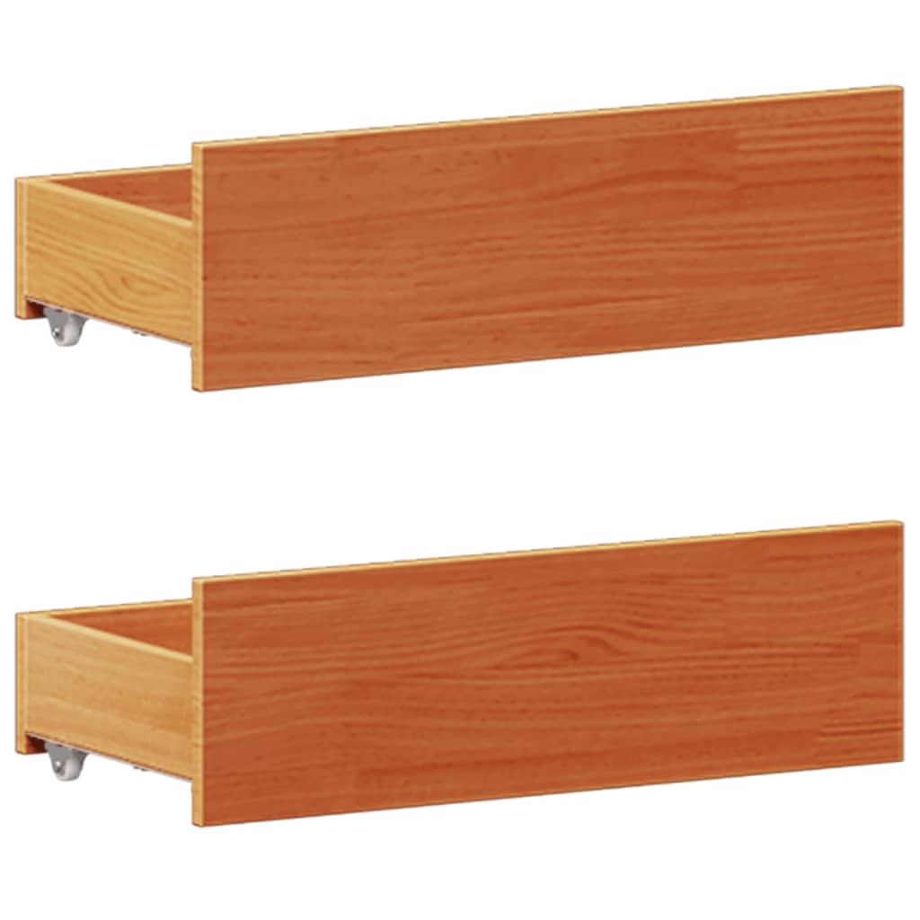 vidaXL Massivholzbett mit Regal ohne Matratze Wachsbraun 200x200 cm