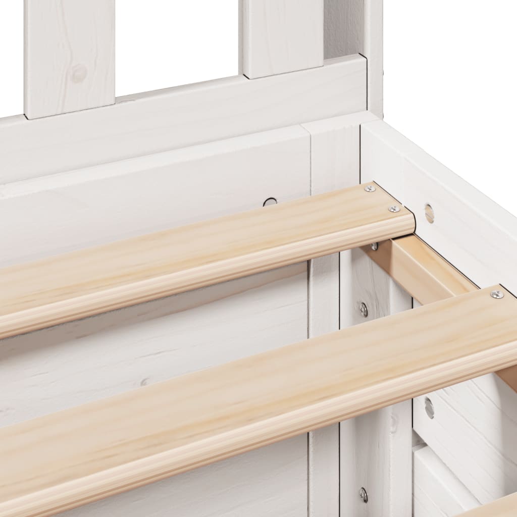vidaXL Massivholzbett mit Regal ohne Matratze Weiß 160x200 cm Kiefer