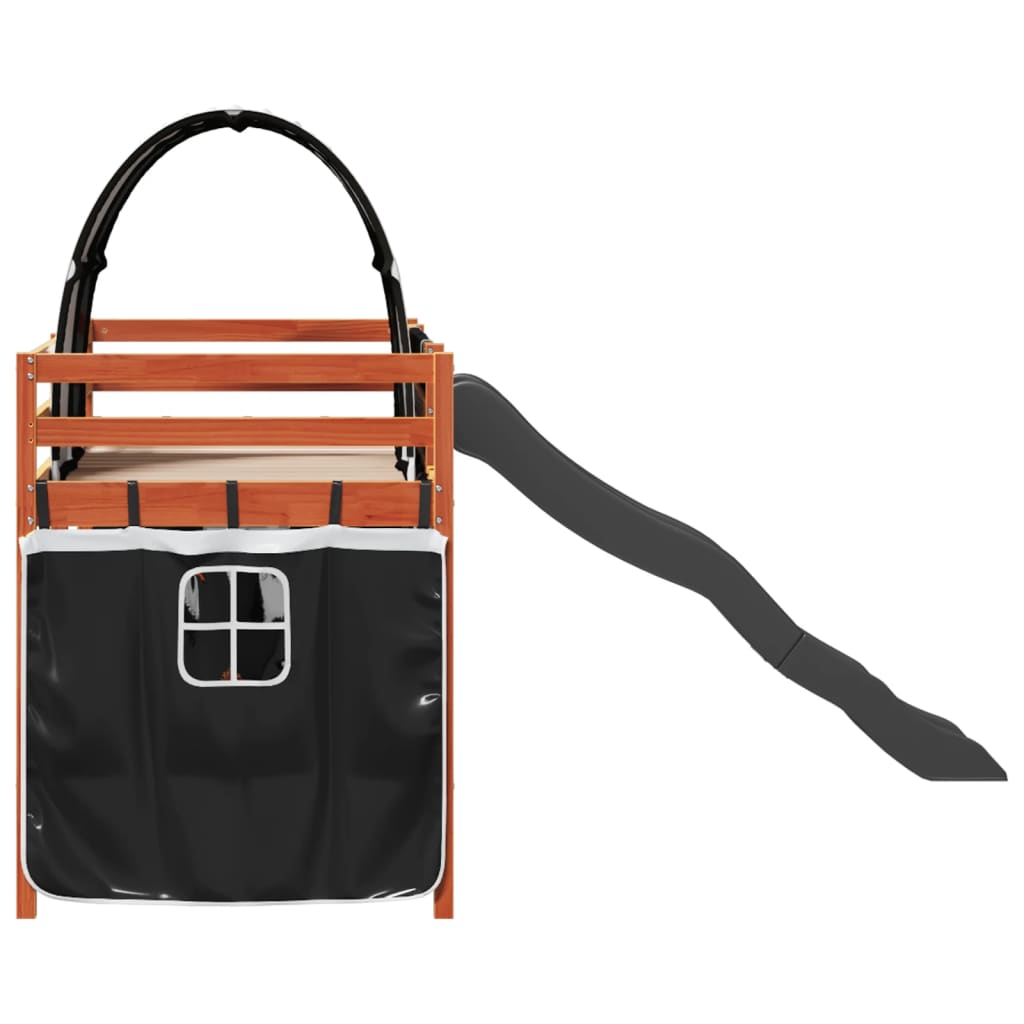 vidaXL Kinderhochbett mit Tunnel Weiß & Schwarz 80x200 cm Kiefernholz