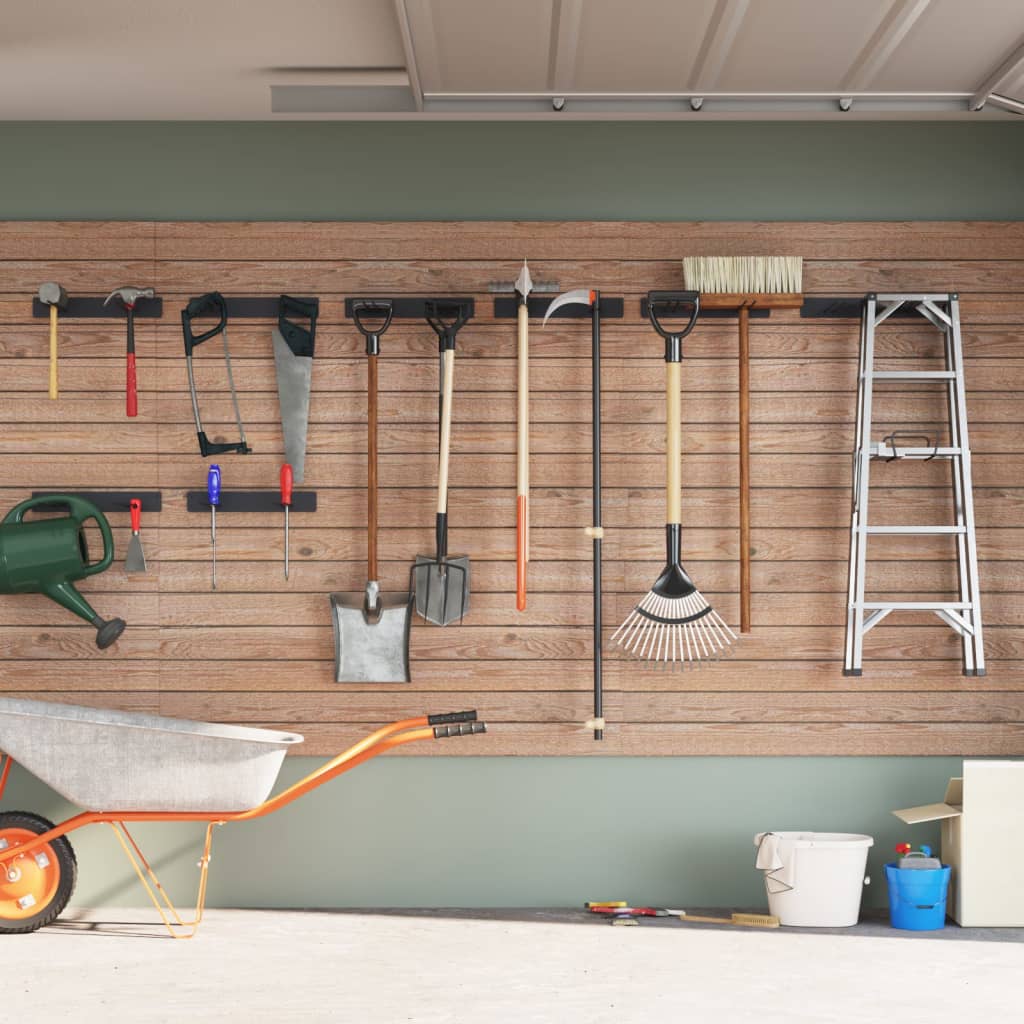 vidaXL Gerätehalter Wandmontage 4 Stk. Schwarz Stahl