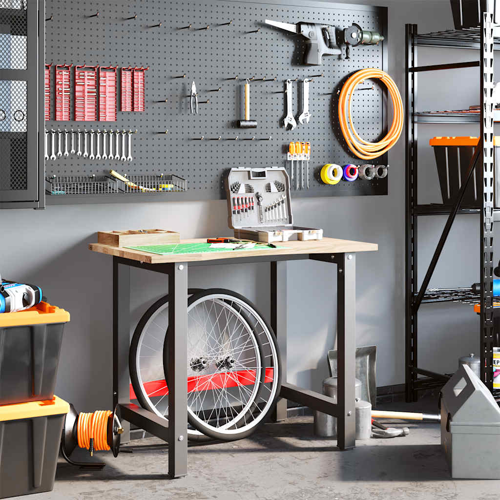 vidaXL Werkbank 100x60x81,5 cm Massivholz Eiche