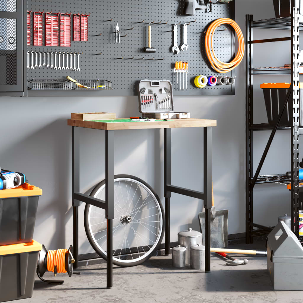 vidaXL Werkbank 80x60x(73-99,5) cm Massivholz Akazie Rechteckig