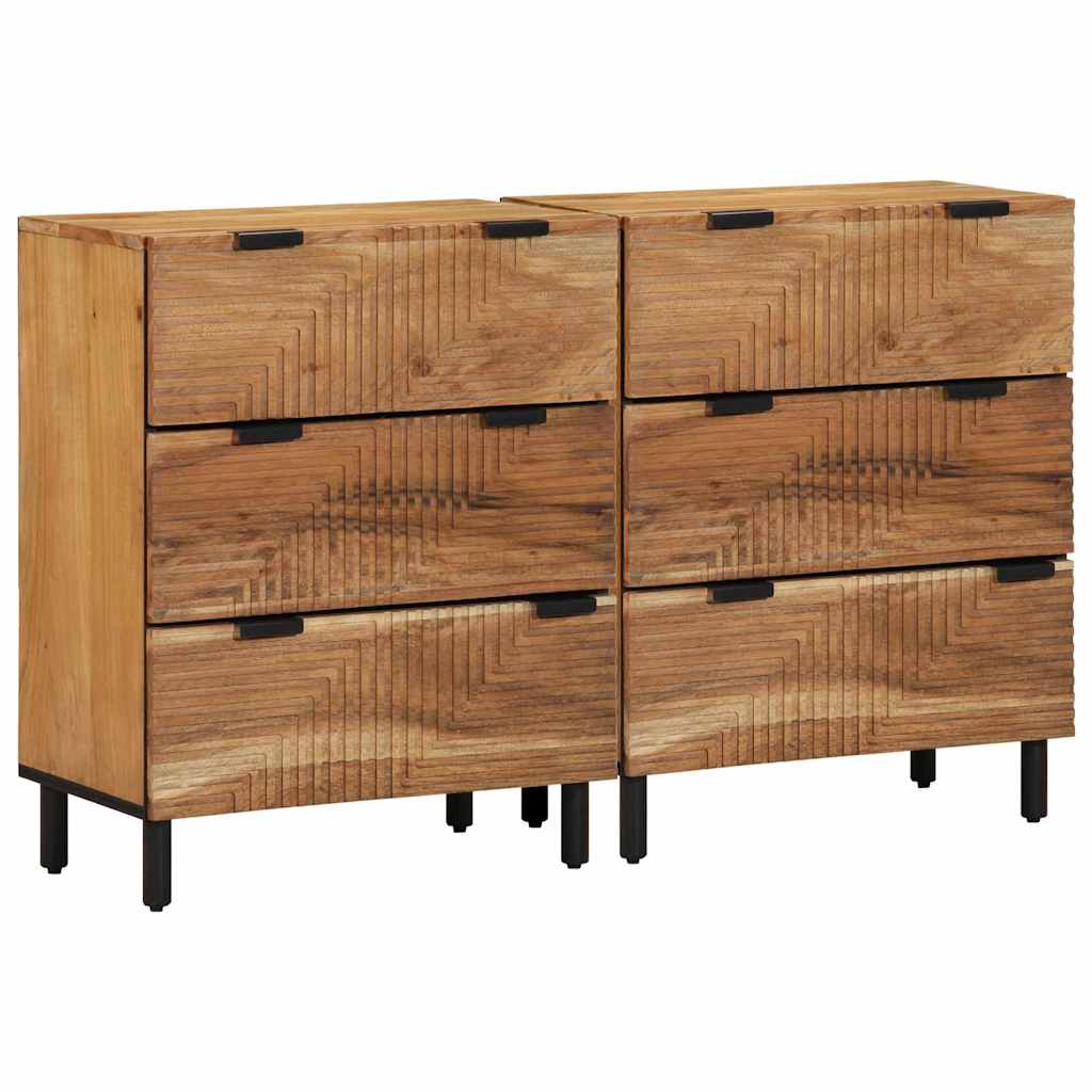 vidaXL Sideboard Set 2 pcs Natur 60 x 33,5 x 75 cm Massivholz Akazie