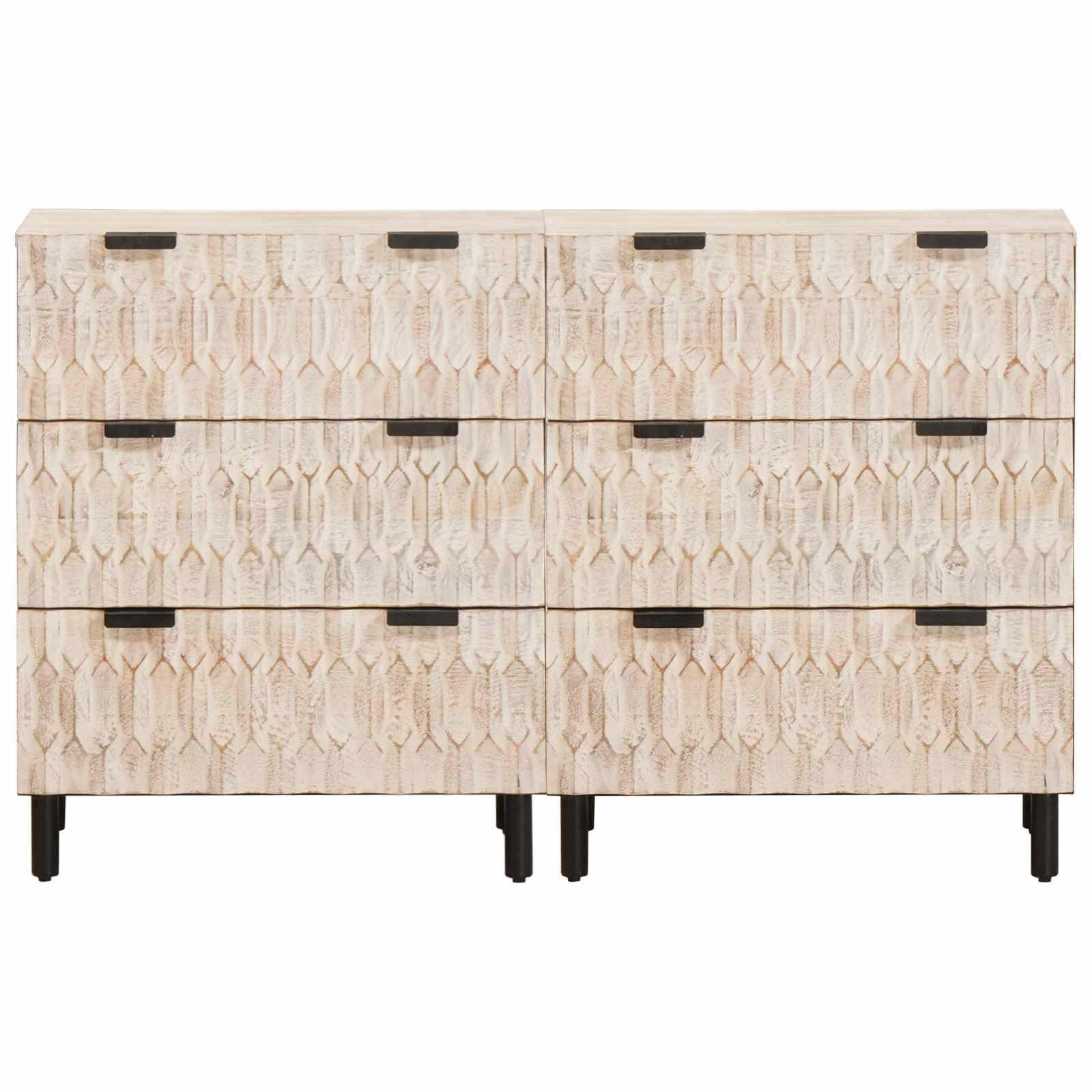 vidaXL Sideboard 2 pcs Weiße gewaschene Oberfläche 60 x 33 x 75 cm
