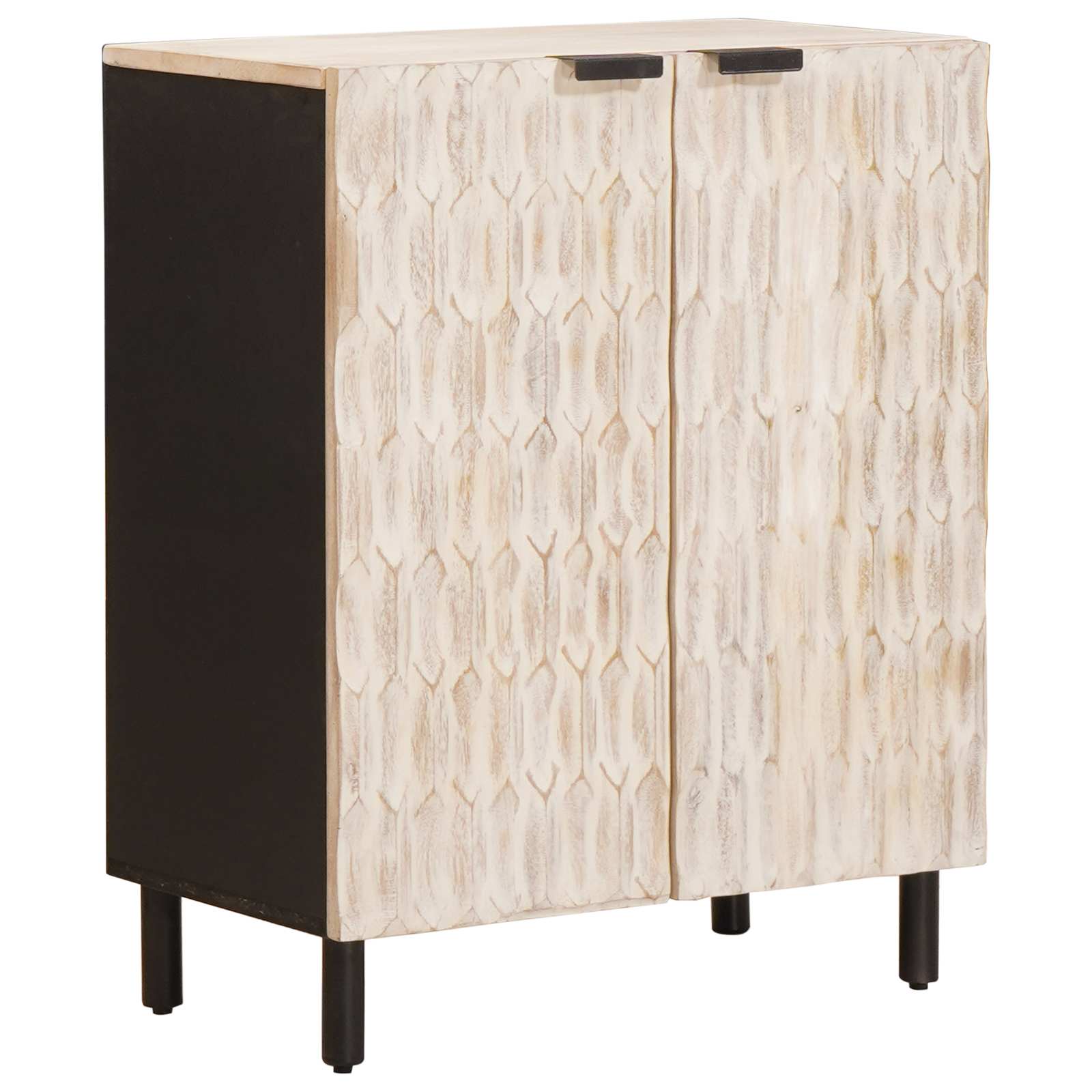 vidaXL Sideboard Weiße gewaschene Oberfläche Massivholz Mango