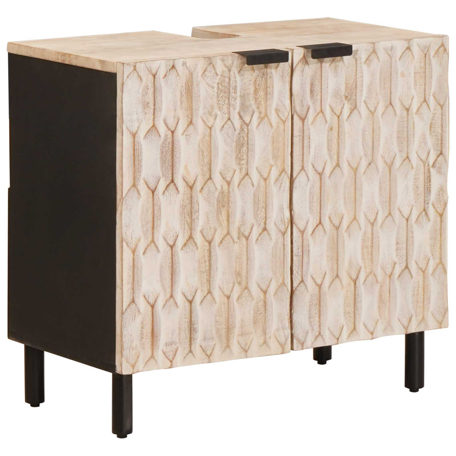 vidaXL Badezimmer Sets Weiße gewaschene Oberfläche Massivholz Mango